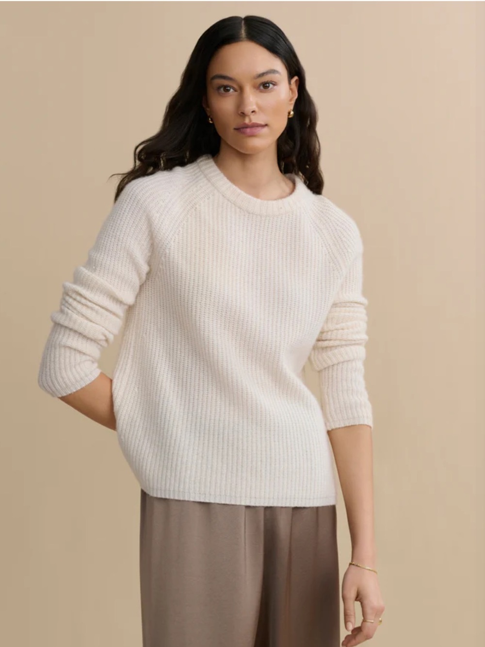 Jenni Kayne Cashmere Fisherman Sweater in Ivory